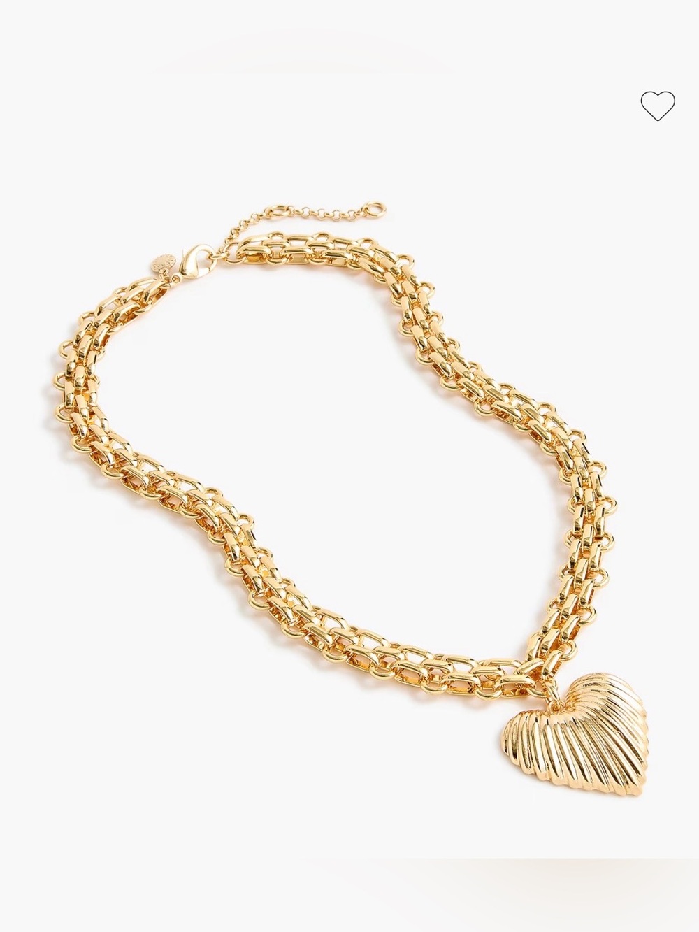 J. Crew Gold Heart Pendant Chain Necklace